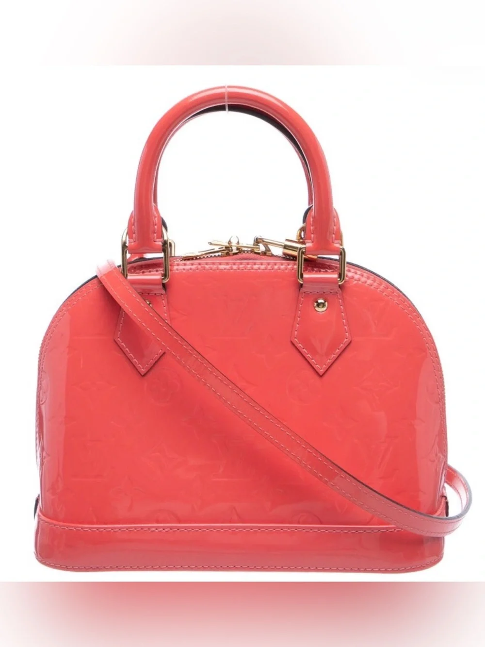 Louis Vuitton Vernis Alma BB in Coral orange/pink Patent Leather 9.5x6.75x4.25